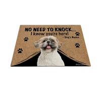 Ganshan Bi Paillasson personnalisé avec chien amusant Shih Tzu Tapis de sol de bienvenue pas besoin de frapper Je sais que vous êtes ici cadeau pour les amoureux des chiens 35,4" x 23,6", style 6