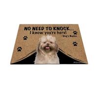 Ganshan Bi Paillasson personnalisé avec chien amusant Shih Tzu Welcome No Need to Knock I Know You're Here Cadeau pour les amoureux des chiens 60 x 40 cm, style 5