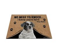 Ganshan Bi Paillasson personnalisé avec chien amusant Shih Tzu Welcome No Need to Knock I Know You're Here Cadeau pour les amoureux des chiens 60 x 40 cm, style 4