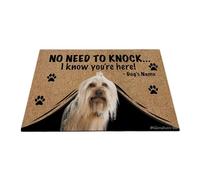 Ganshan Bi Paillasson personnalisé avec chien amusant Yorkie Tapis de sol de bienvenue pas besoin de frapper Je sais que vous êtes ici cadeau pour les amoureux des chiens 23,6" x 15,7", style 1