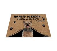 Ganshan Bi Paillasson personnalisé avec chien amusant Yorkshire Terrier Yorkshire Yorkshire Welcome Tapis de sol No Need to Knock I Know You're Here cadeau pour les amoureux des chiens 60 x 40 cm,