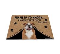 Ganshan Bi Paillasson personnalisé avec chien drôle bouledogue anglais tapis de sol de bienvenue pas besoin de frapper Je sais que vous êtes ici cadeau pour amoureux des chiens 27,5 "x 17,7", style 1