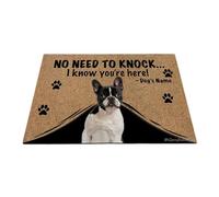 Ganshan Bi Paillasson personnalisé avec chien drôle bouledogue français, tapis de sol « No Need to Knock I Know You're Here » - Cadeau pour les amoureux des chiens - 60 x 40 cm - Style 4