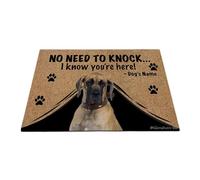 Ganshan Bi Paillasson personnalisé avec chien drôle de chien de bienvenue No Need to Knock I Know You're Here Cadeau pour les amoureux des chiens 60 x 40 cm, style 1