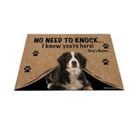 Ganshan Bi Paillasson personnalisé avec chien drôle de montagne bernoise « No Need to Knock I Know You're Here » - Cadeau pour les amoureux des chiens - 60 x 40 cm - Style 1