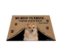 Ganshan Bi Paillasson personnalisé avec chien drôle de Poméranie - Tapis de sol « No Need to Knock I Know You're Here » - Cadeau pour les amoureux des chiens - 60 x 40 cm - Style 1
