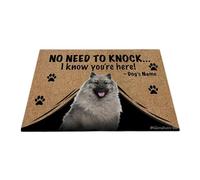 Ganshan Bi Paillasson personnalisé avec chien drôle Keeshond, tapis de sol de bienvenue pas besoin de frapper Je sais que vous êtes ici cadeau pour les amoureux des chiens 35,4" x 23,6", style 1