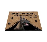 Ganshan Bi Paillasson personnalisé avec chien drôle Malinois belge Tapis de sol de bienvenue Pas besoin de frapper Je sais que vous êtes ici cadeau pour les amoureux des chiens 23,6" x 15,7", style 1