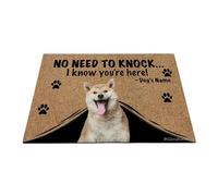 Ganshan Bi Paillasson personnalisé avec chien drôle Shiba Inu Tapis de sol de bienvenue Pas besoin de frapper Je sais que vous êtes ici cadeau pour les amoureux des chiens 23,6" x 15,7", style 2