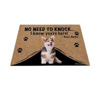 Ganshan Bi Paillasson personnalisé avec chien drôle Welsh Corgi Pembroke Welcome Tapis de sol No Need to Knock I Know You're Here Cadeau pour les amoureux des chiens 90 x 60 cm, style 1