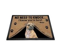 Ganshan Bi Paillasson personnalisé avec motif aquarelle de chien Border Terrier Tapis de sol « No Need to Knock I Know You're Here » - Cadeau pour les amoureux des chiens - 70 x 45 cm