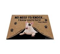 Ganshan Bi Paillasson personnalisé avec motif chien amusant Bull Terrier « No Need to Knock I Know You're Here » - Cadeau pour les amoureux des chiens - 60 x 40 cm - Style 4