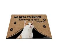 Ganshan Bi Paillasson personnalisé avec motif de chat turc drôle de bienvenue No Need to Knock I Know You're Here Cadeau pour les amoureux des chats 90 x 60 cm, style 1