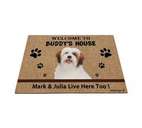 Ganshan Bi Personnalisé Lhassa Apso Chien Bienvenue Tapis De Sol Drôle Animaux De Compagnie Pattes Paillasson Bienvenue à Dog's House Cadeau pour Amoureux des Chiens 35.4"x23.6"