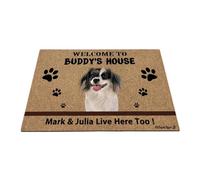 Ganshan Bi Personnalisé Phalene Papillon Chien Bienvenue Tapis De Sol Drôle Pet Pattes Paillasson Bienvenue à Dog's House Cadeau pour Amoureux des Chiens 35.4"x23.6"