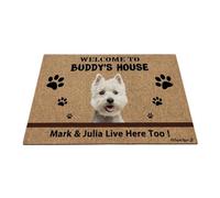 Ganshan Bi Personnalisé West Highland White Terrier Westie Chien Welcome Floor Mat Drôle Pet Pattes Paillasson Bienvenue à Dog's House Cadeau pour Chien Amoureux de Chien 27.5"x17.7"