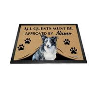 Ganshan Bi Tapis de porte de bienvenue personnalisé aquarelle frontière collie tous les invités doivent être approuvés par le chien tapis de sol cadeau pour les amoureux des chiens 35,4" x 23,6"