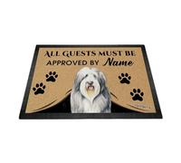 Ganshan Bi Tapis de porte de bienvenue pour chien de berger anglais aquarelle personnalisé Tous les invités doivent être approuvés par le chien tapis de sol cadeau pour amoureux des chiens 27,5 "x