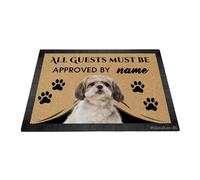 Ganshan Bi Tapis de porte de bienvenue pour chien Shih Tzu drôle Tous les invités doivent être approuvés tapis de sol tapis de porte personnalisé décoration de la maison cadeau pour les amoureux des