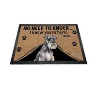 Ganshan Bi Tapis de porte personnalisé avec aquarelle chien schnauzer tapis de sol de bienvenue pas besoin de frapper Je sais que vous êtes ici cadeau pour les amoureux des chiens 27,5" x 47,7" ¡