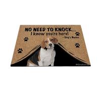 Ganshan Bi Tapis de porte personnalisé avec chien amusant Beagle Tapis de sol de bienvenue pas besoin de frapper Je sais que vous êtes ici cadeau pour les amoureux des chiens 35,4" x 23,6", style 1