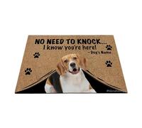 Ganshan Bi Tapis de porte personnalisé avec chien amusant Beagle Tapis de sol de bienvenue pas besoin de frapper Je sais que vous êtes ici cadeau pour les amoureux des chiens 35,4" x 23,6", style 2