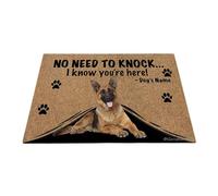 Ganshan Bi Tapis de porte personnalisé avec chien amusant Berger allemand Tapis de sol de bienvenue pas besoin de frapper Je sais que vous êtes ici cadeau pour les amoureux des chiens 23,6" x 15,7",