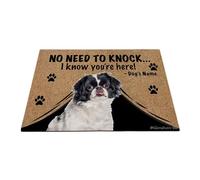 Ganshan Bi Tapis de porte personnalisé avec chien drôle de menton japonais tapis de sol de bienvenue pas besoin de frapper Je sais que vous êtes ici cadeau pour les amoureux des chiens 35,4" x 23,6",