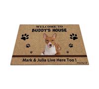 Ganshan Bi Tapis de sol personnalisé Basenji Chien Bienvenue Tapis de Sol Drôle Animaux de Compagnie Pattes Paillasson Bienvenue à Dog's House Gift pour Chien Amoureux 27.5"x17.7"