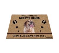 Ganshan Bi Tapis de sol personnalisé Bretagne chiot bienvenue drôle pattes d'animaux de compagnie Bienvenue dans la maison des chiens Cadeau pour les amoureux des chiens 60 x 40 cm
