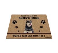 Ganshan Bi Tapis de sol personnalisé Shiba Inu Chien Bienvenue Tapis de Sol Drôle Animaux de Compagnie Pattes Paillasson Bienvenue à Dog's House Gift pour Chien Amoureux 27.5"x17.7"