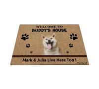 Ganshan Bi Tapis de sol personnalisé Shiba Inu Chien Bienvenue Tapis de Sol Mignon Pet Pattes Paillasson Bienvenue à Dog's House Gift pour les amoureux des chiens 35.4"x23.6"