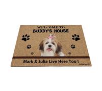 Ganshan Bi Tapis de sol personnalisé Shih Tzu Chien Bienvenue Tapis de Sol Mignon Pattes pour Animaux de Compagnie Paillasson Décor À La Maison Bienvenue au Chien Maison Cadeau pour Amoureux des