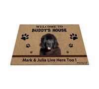 Ganshan Bi Tapis de sol personnalisé Terre-Neuve Chiot Bienvenue Tapis de sol drôle pour animaux de compagnie Tapis de porte Bienvenue à la maison du chien Cadeau pour les amoureux des chiens