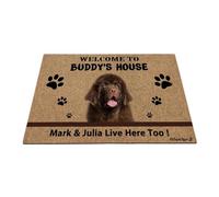 Ganshan Bi Tapis de sol personnalisé Terre-Neuve Chiot Bienvenue Tapis de Sol Mignon Pet Pattes Paillasson Bienvenue à Dog's House Gift pour Chien Amoureux 23.6"x15.7"
