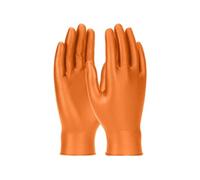 Gants grippaz en nitrile (Lot de 50) | S à XXL | garanti sans latex gants de travail extrêmement robuste et antidérapant | Idéal pour garages, mécanique & Industrie | en caoutchouc avec pellicules Relief | Gants jetables + hygiénique brevetée + 100 Gants., orange