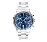 GANT Bergamo G196002 Montre pour homme en acier inoxydable argenté avec cadran Sunray bleu, mouvement à quartz, date, deuxième fuseau horaire, 10 ATM, 42 mm