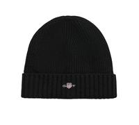 GANT Bonnet Unisexe en Laine Bouclier, Noir, Taille Unique