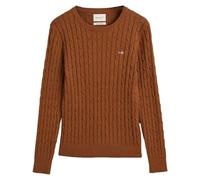 GANT Câble en Coton Stretch col en C Sweater, Chocolat, L Femmes