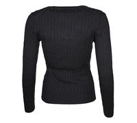 GANT Câble en Coton Stretch col en V Sweater, Bleu Nuit, S Femme