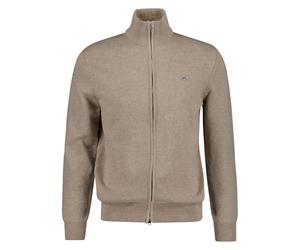 Gant Cardigan décontracté en Coton zippé pour Homme, DK. Sand Melange, 4XL