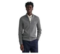 GANT Cardigan en Coton piqué Zip, Gris foncé mélangé, M Homme