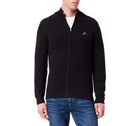Gant Cardigan en Coton piqué Zip, Noir, XXXL Homme
