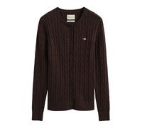 Gant - Cardigan en coton stretch à torsades - Femme - Pulls - Brun - Taille: 38 FR