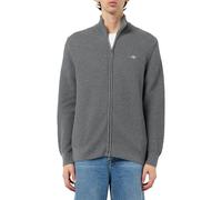 GANT Cardigan en Coton tissé zippé, Gris foncé mélangé, XXL