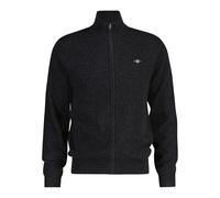 GANT Cardigan Extra Fin en Laine d'agneau avec Fermeture éclair, Mélange de Charbon foncé, XXL Homme