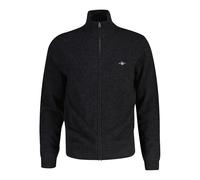 Gant Cardigan Extra Fin en Laine d'agneau avec Fermeture éclair, Mélange de Charbon foncé., XXXL