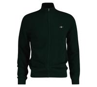 Gant Cardigan Extra Fin en Laine d'agneau avec Fermeture éclair, Tartan Green, XL