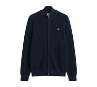 Gant - Cardigan z mikrotexturé en coton zippé - Homme - Pulls - Bleu - Taille: 3XL