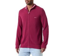 GANT Cardigan zippé en Coton piqué, Rich Wine, XL Homme
